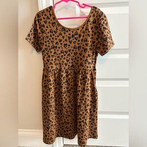 Old Navy Brown Dress with Black Heart Pattern